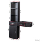 Black Modern Hair Desk with Multi-Layer Storage - Black