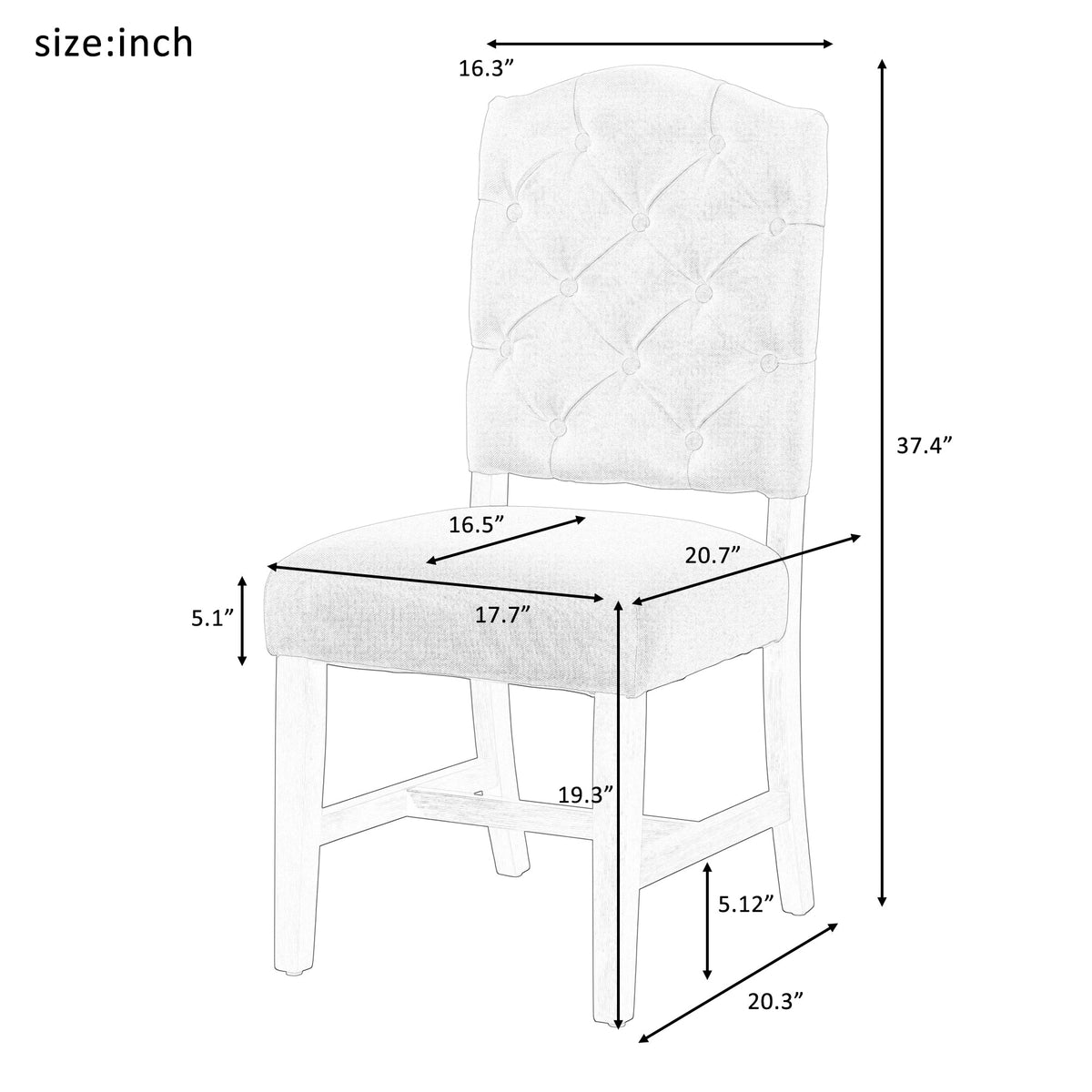 Retro Style Dining Chair Set with Upholstered Seats - TREXM