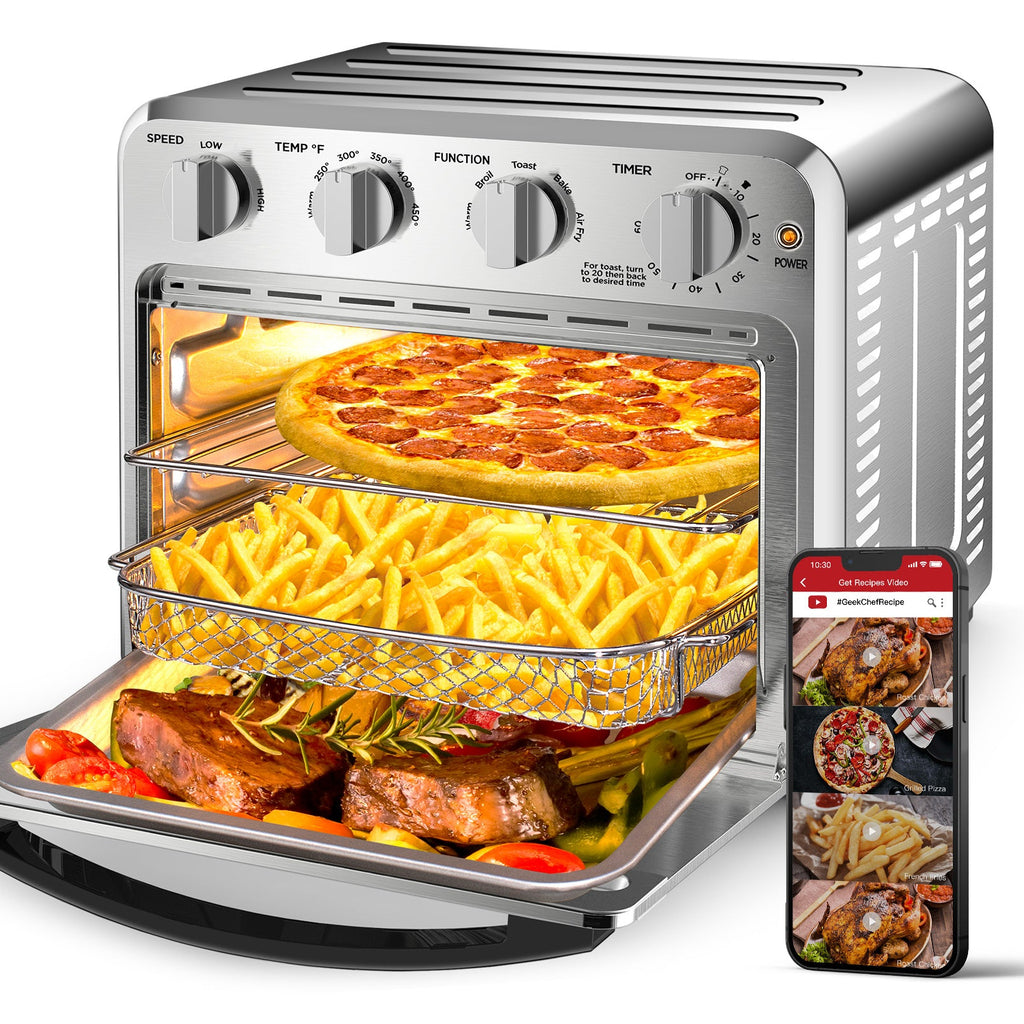 16QT Air Fryer Toaster Oven Combo with Multi-Function Presets - Stainless Steel