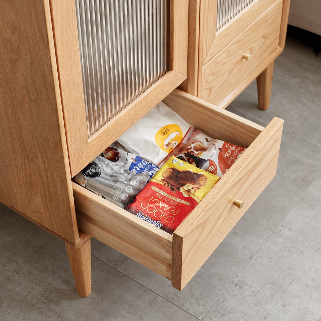 Solid Wood Storage Cabinet with Modern Design - Oak