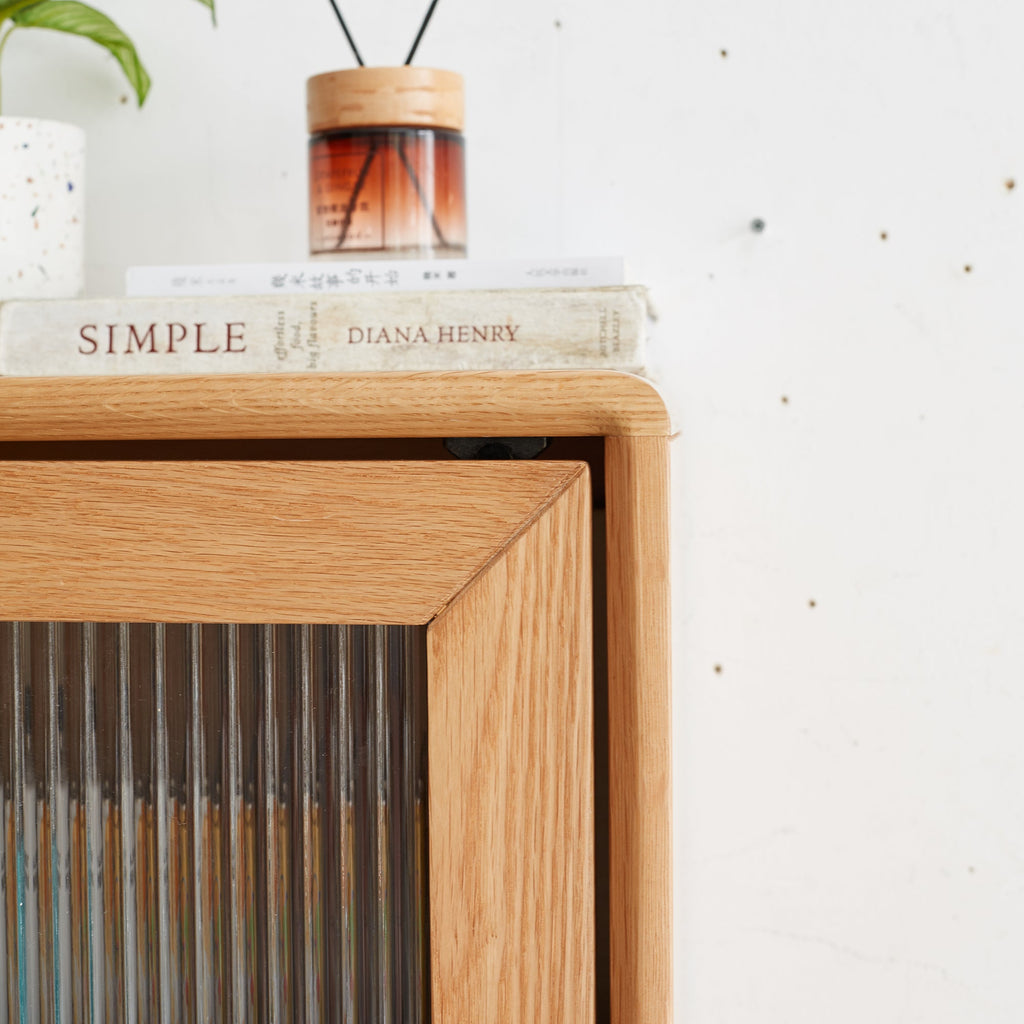 Solid Wood Storage Cabinet with Modern Design - Oak