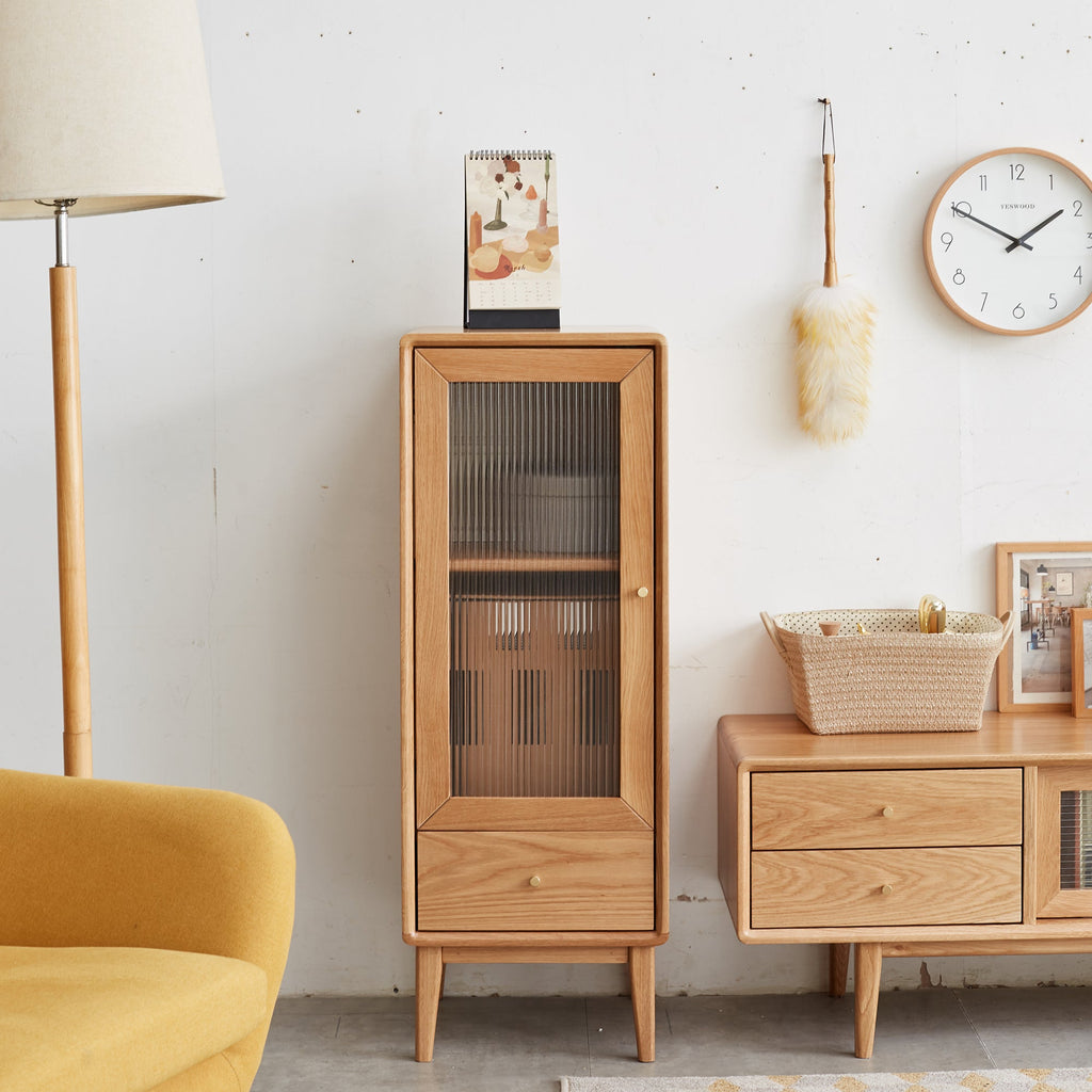 Solid Wood Storage Cabinet with Modern Design - Oak