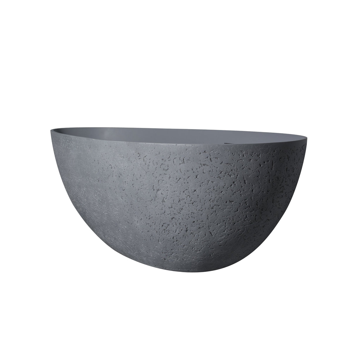 65 Inch Freestanding Solid Surface Soaking Bathtub with Contemporary Matte Finish - Cement Grey
