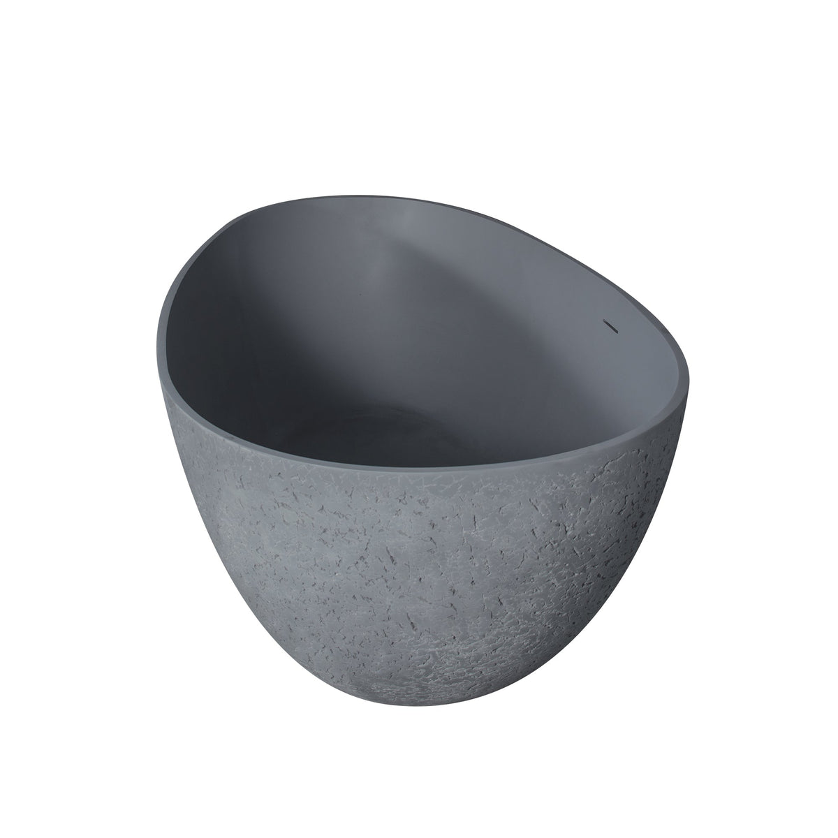 65 Inch Freestanding Solid Surface Soaking Bathtub with Contemporary Matte Finish - Cement Grey