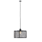 Metal Mesh Pendant Light with Iron Cage Drum Shade - Black