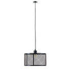 Metal Mesh Pendant Light with Iron Cage Drum Shade - Black