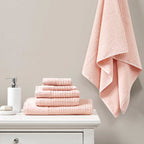 Cotton Waffle Jacquard Antimicrobial Bath Towel 6 Piece Set