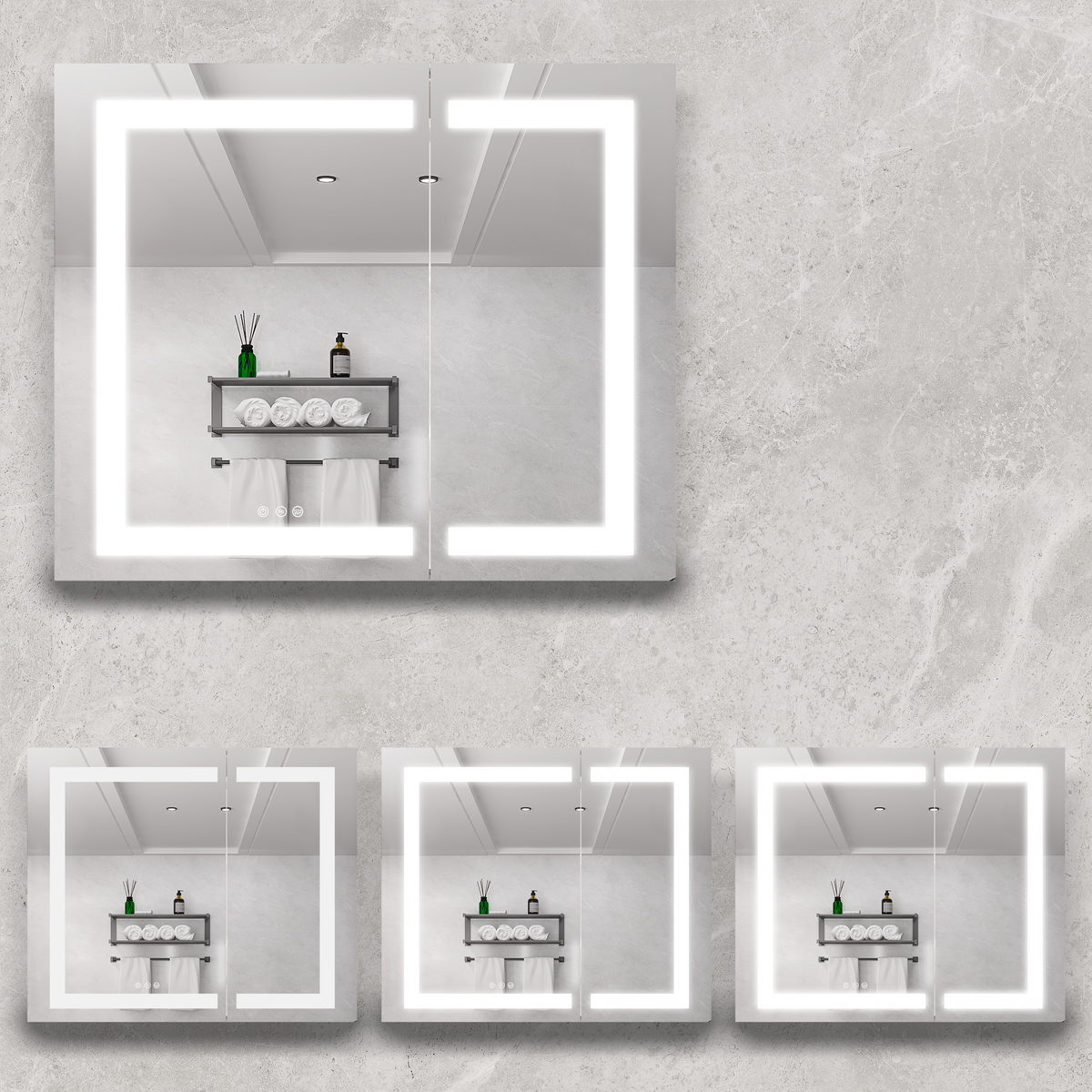 36x30 Inch Medicine Cabinet with LED Vanity Mirror - Aluminum