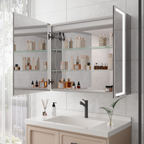 36x30 Inch Medicine Cabinet with LED Vanity Mirror - Aluminum