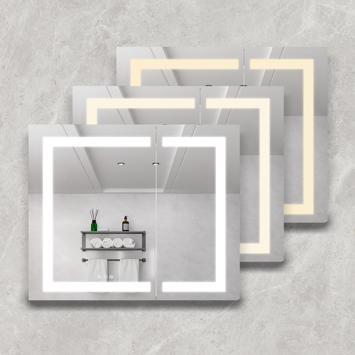 36x30 Inch Medicine Cabinet with LED Vanity Mirror - Aluminum