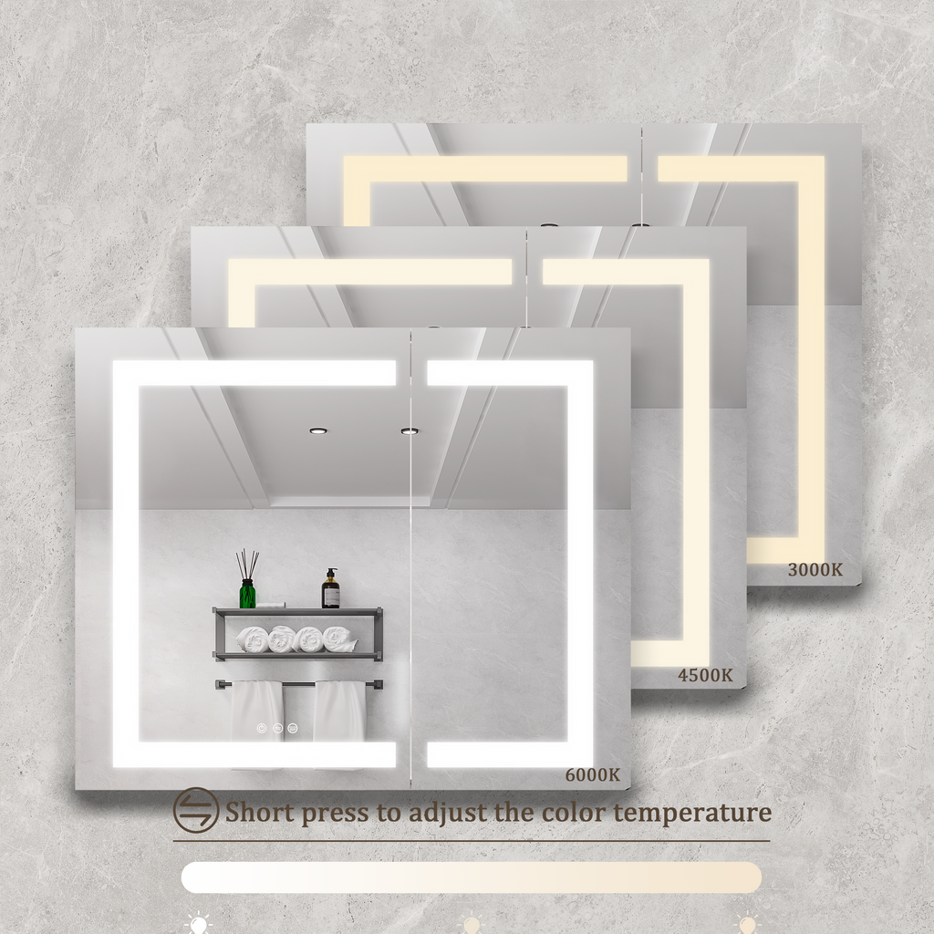 36x30 Inch Medicine Cabinet with LED Vanity Mirror - Aluminum