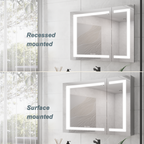 36x30 Inch Medicine Cabinet with LED Vanity Mirror - Aluminum