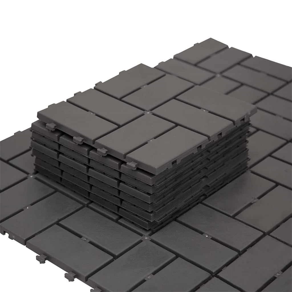 Patio Interlocking Deck Tiles with Composite Construction - 12x12 Inch