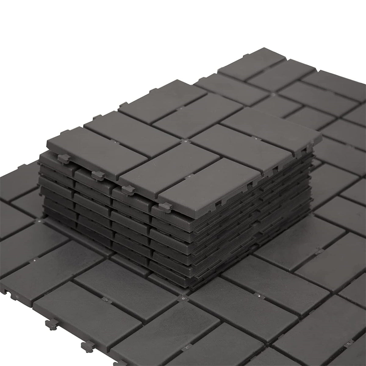 Patio Interlocking Deck Tiles with Composite Construction - 12x12 Inch