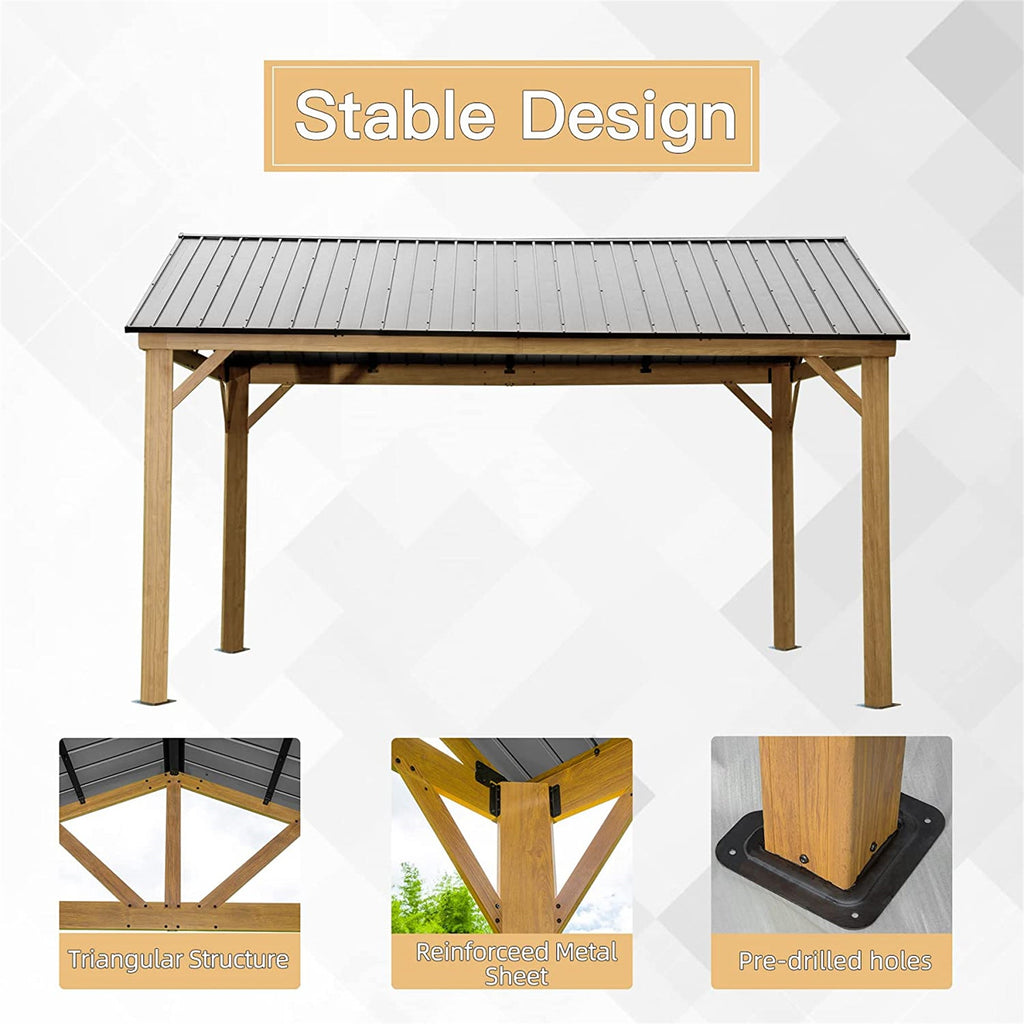 12'x14' Hardtop Gazebo with Steel Roof - Yellow-Brown