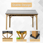 12'x14' Hardtop Gazebo with Steel Roof - Yellow-Brown