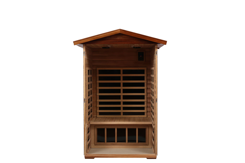 Two-Person Far-Infrared Outdoor Sauna with Carbon Heating Panels - Solid Wood