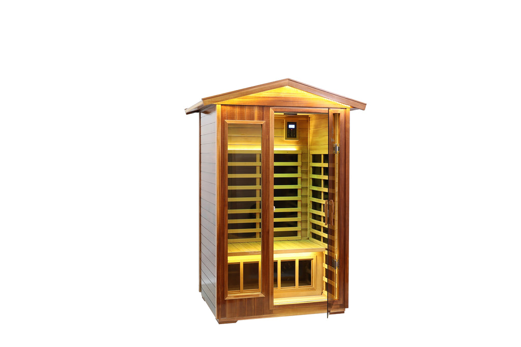 Two-Person Far-Infrared Outdoor Sauna with Carbon Heating Panels - Solid Wood