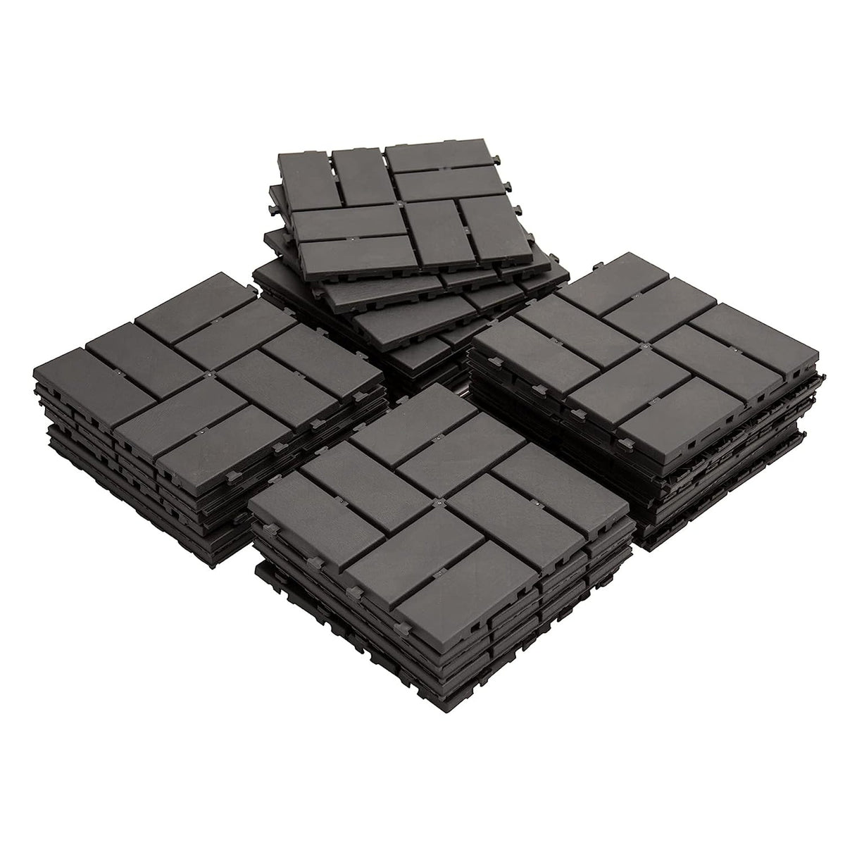 Patio Interlocking Deck Tiles with Composite Construction - 12x12 Inch