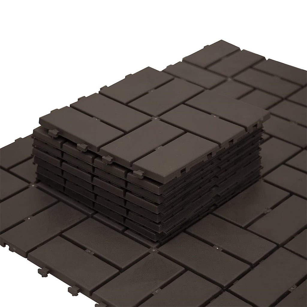 Patio Interlocking Deck Tiles - Brown (Pack of 9)