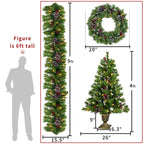 Pre-Lit Christmas Tree 4-Piece Set with LED Lights - Green