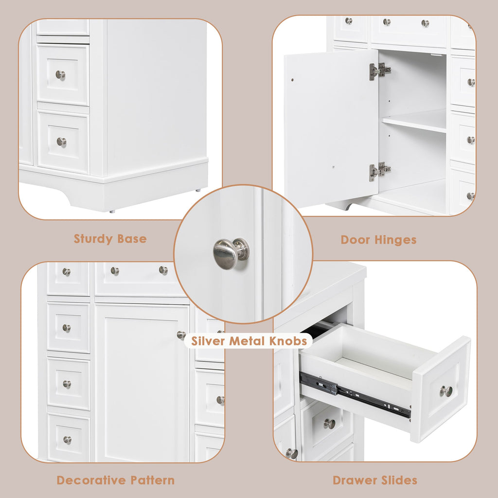 36" Bathroom Vanity Cabinet Base with Drawers - Solid Wood & MDF