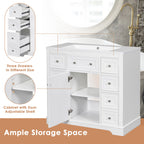 36" Bathroom Vanity Cabinet Base with Drawers - Solid Wood & MDF