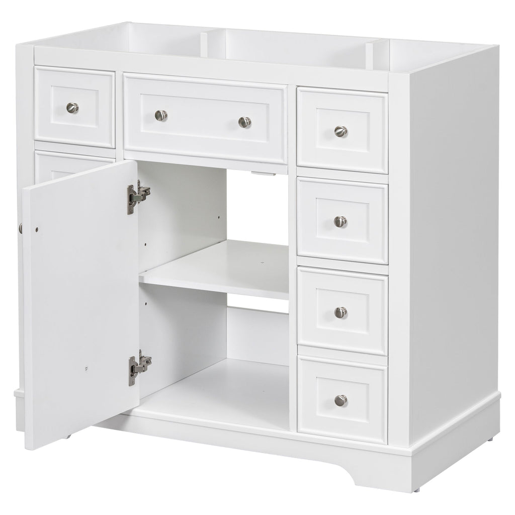 36" Bathroom Vanity Cabinet Base with Drawers - Solid Wood & MDF