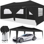 10'x20' Pop Up Canopy Tent with Removable Sidewalls - Black