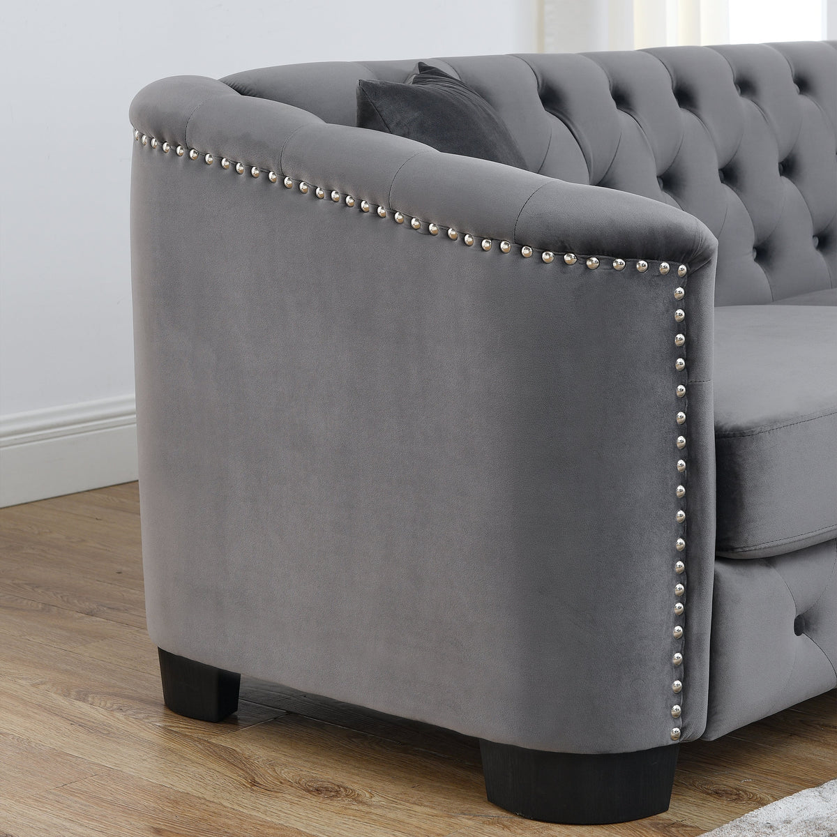 Velvet Chelsfield Sofa Set with Deep Seat Cushions - Grey, Beige, or Black