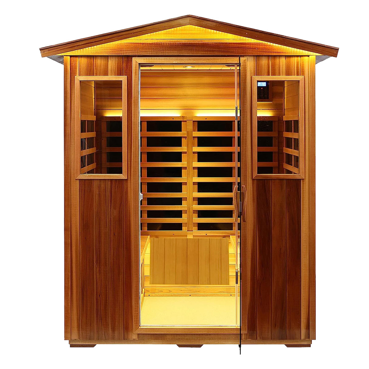 Four-Person Far-Infrared Outdoor Sauna with Carbon Crystal Heating Plates - Natural Hemlock