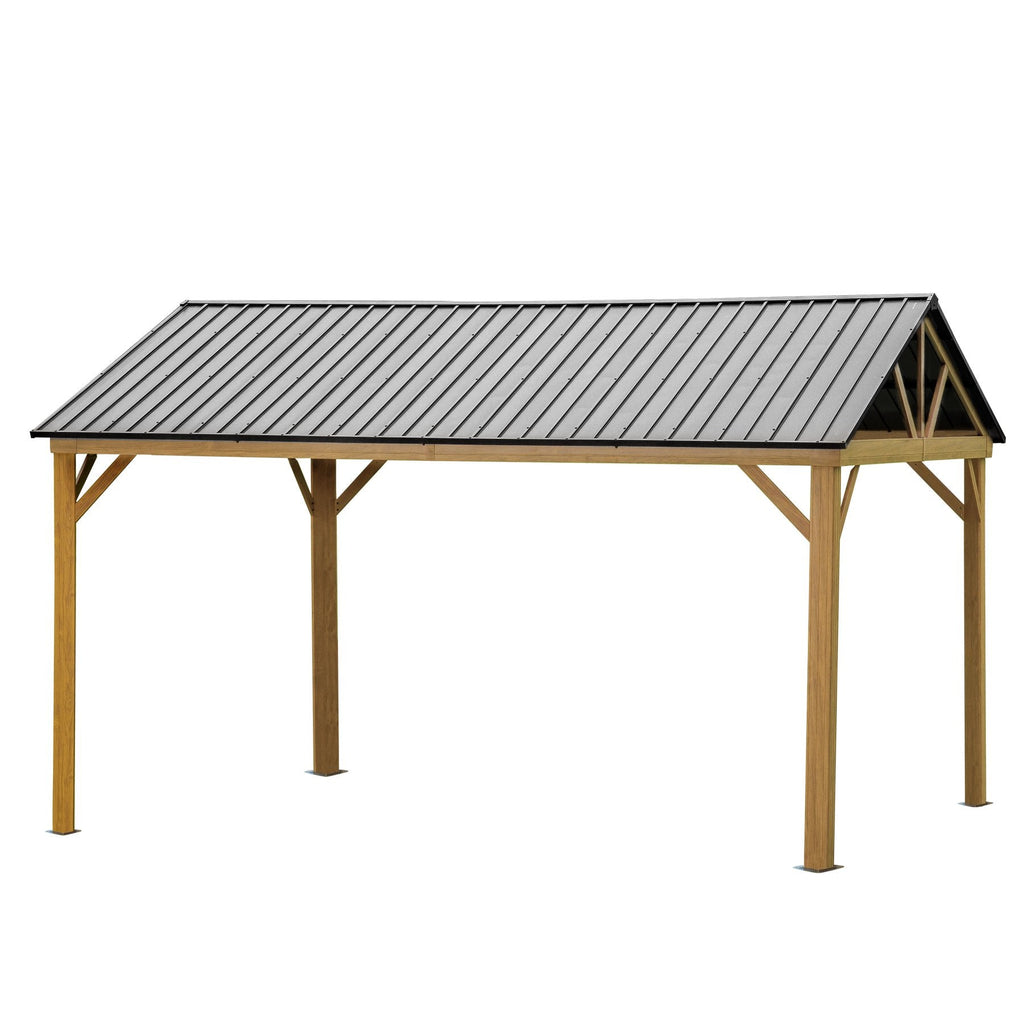 12'x14' Hardtop Gazebo with Steel Roof - Yellow-Brown