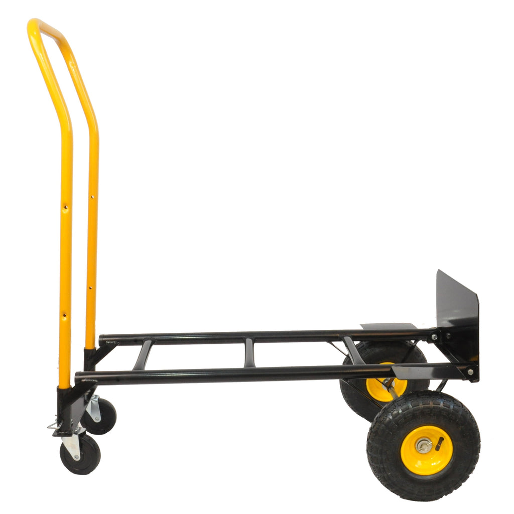 Dual Purpose Hand Truck Cart with Convertible Dolly Design - Black/Yellow