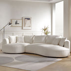 Curved Sofa with Ingenious Shape - 5-Seat Boucle Sectional - Beige