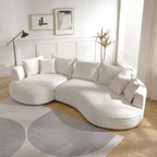 Curved Sofa with Ingenious Shape - 5-Seat Boucle Sectional - Beige