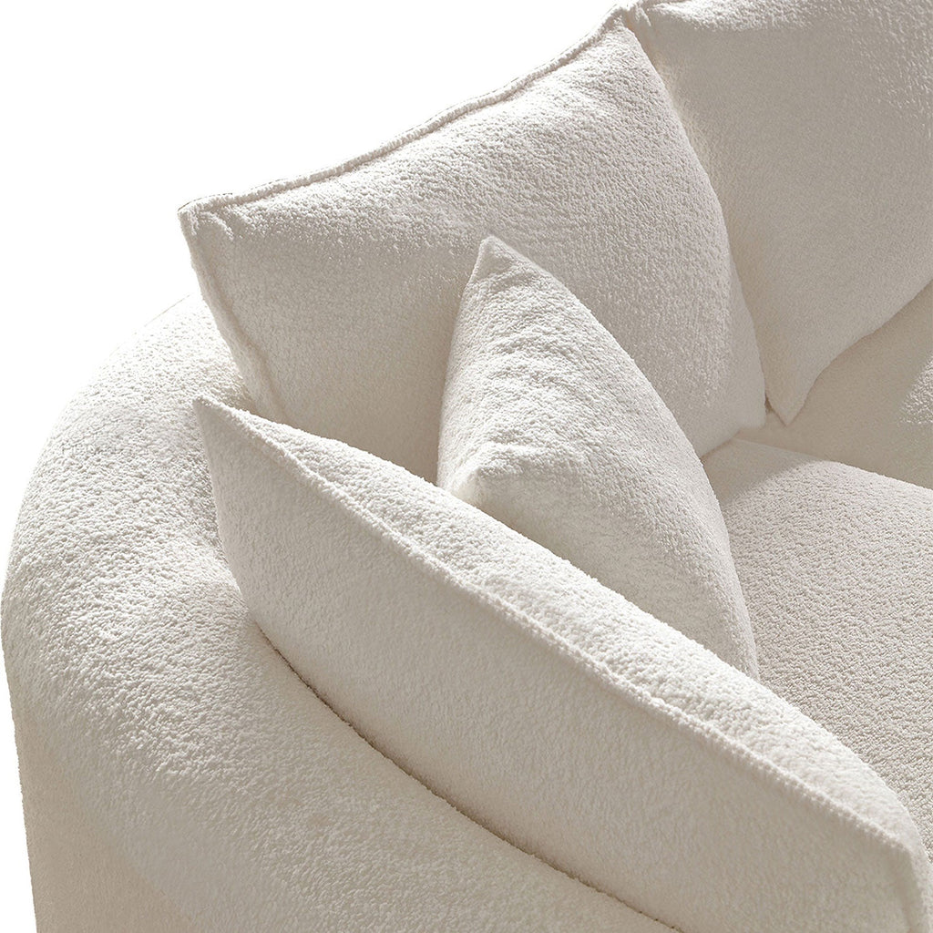 Curved Sofa with Ingenious Shape - 5-Seat Boucle Sectional - Beige
