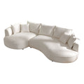 Curved Sofa with Ingenious Shape - 5-Seat Boucle Sectional - Beige