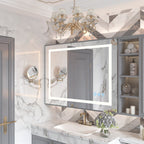 48x36 Inch LED Bathroom Mirror with Dimmable Lights and Anti-Fog - Silver