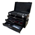 20'' Portable 3-Drawer Steel Toolbox with Top Storage Tray - Black