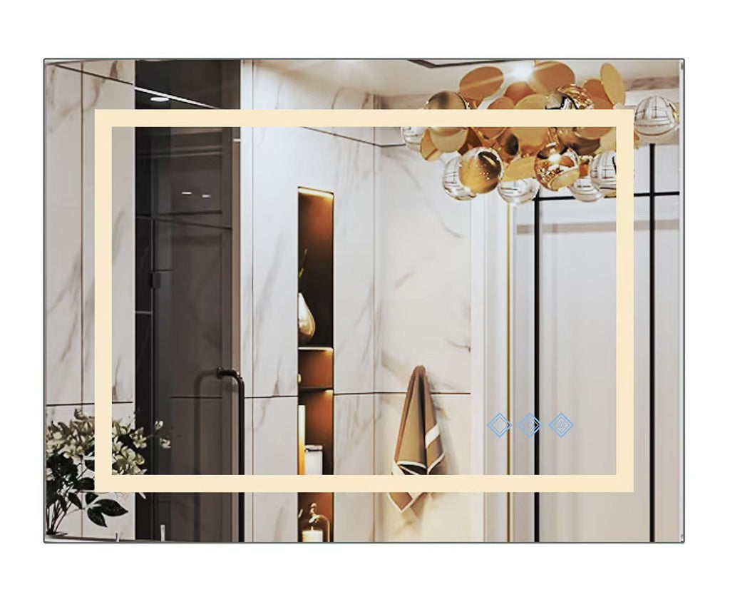 48x36 Inch LED Bathroom Mirror with Dimmable Lights and Anti-Fog - Silver