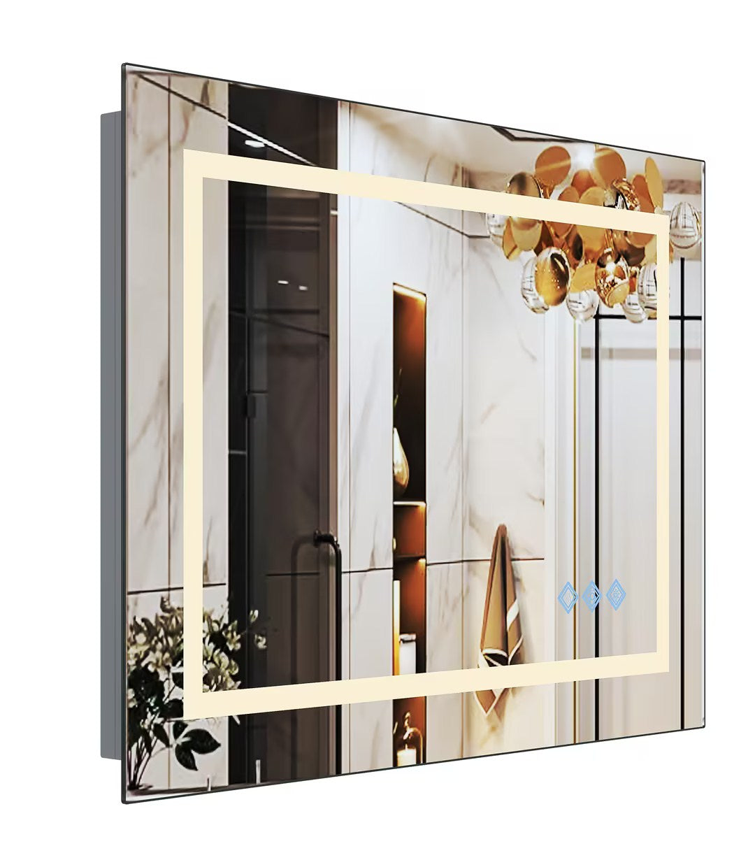 48x36 Inch LED Bathroom Mirror with Dimmable Lights and Anti-Fog - Silver