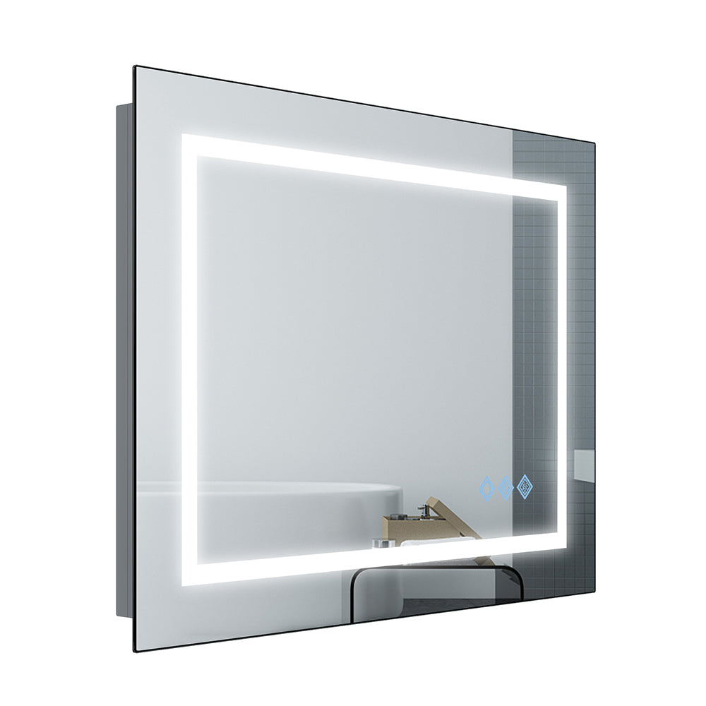 48x36 Inch LED Bathroom Mirror with Dimmable Lights and Anti-Fog - Silver