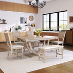 6-Piece Wood Dining Table Set with Half Round Legs - Seats 6