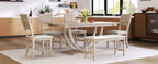 6-Piece Wood Dining Table Set with Half Round Legs - Seats 6