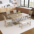 6-Piece Wood Dining Table Set with Half Round Legs - Seats 6