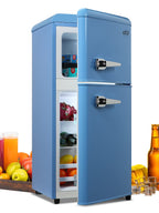 3.5 Cu.Ft Retro Mini Fridge with Freezer - ABS Steel - White
