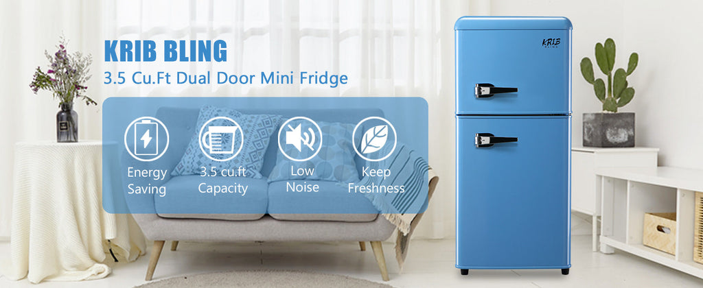 3.5 Cu.Ft Retro Mini Fridge with Freezer - ABS Steel - White