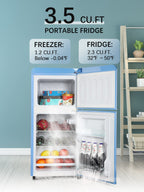 3.5 Cu.Ft Retro Mini Fridge with Freezer - ABS Steel - White