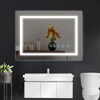 48x36 Inch LED Bathroom Mirror with Dimmable Lights and Anti-Fog - Silver