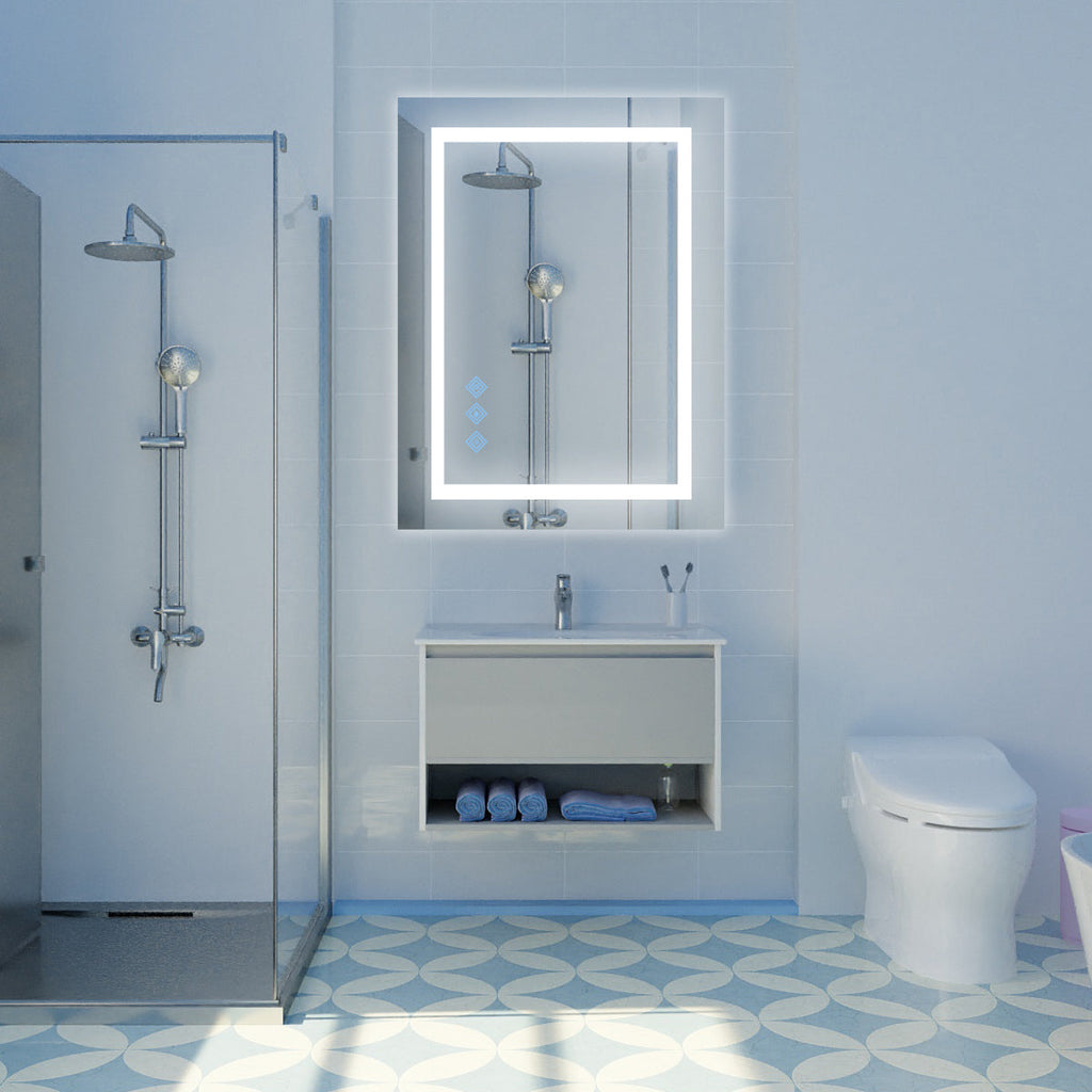 48x36 Inch LED Bathroom Mirror with Dimmable Lights and Anti-Fog - Silver